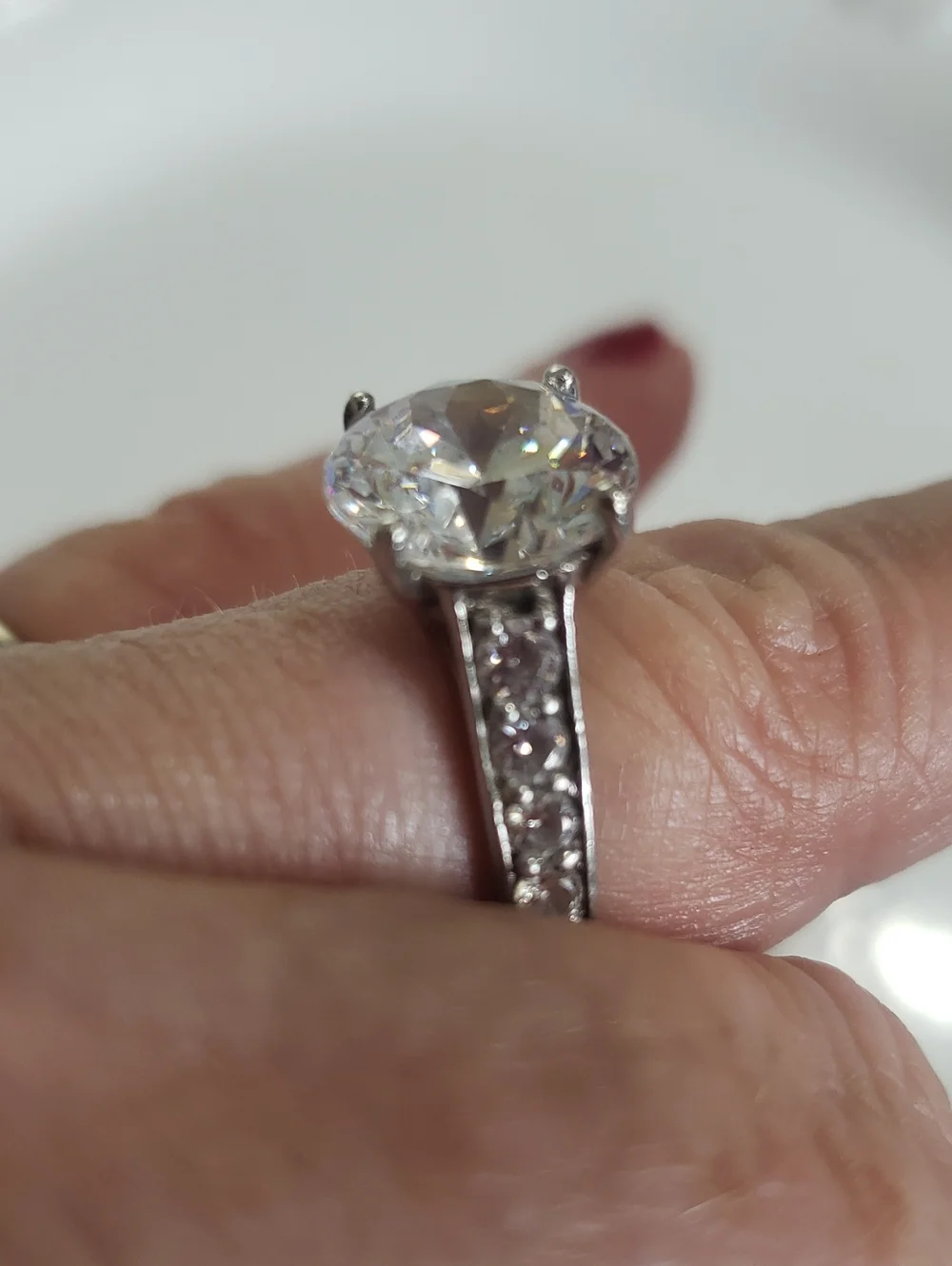 Sterling Silver w/ CZ crystals - Solitaire Cocktail Ring 7.75